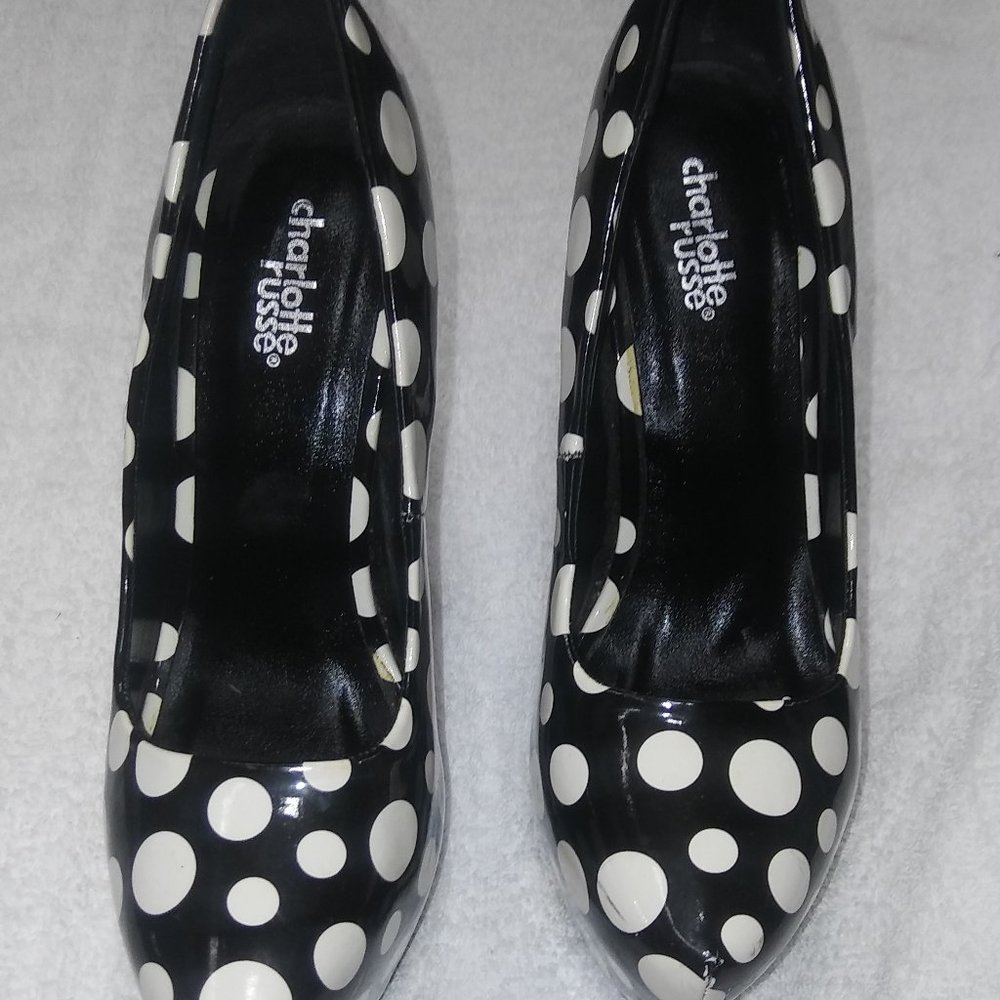 Charlotte Russe Black ,White Pock a Dot High Heels